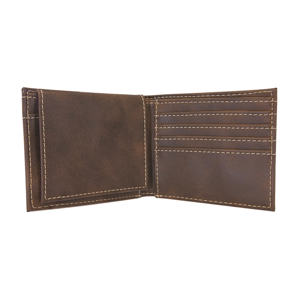 4 1/2" x 3 1/2" x 3/4" PU leatherette bifold wallet... from ASI 74601 Calico