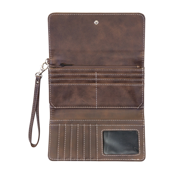 7.5" x 4" Leatherette Wallet with strap. Available in 8 colors.... from ASI 74601 Calico