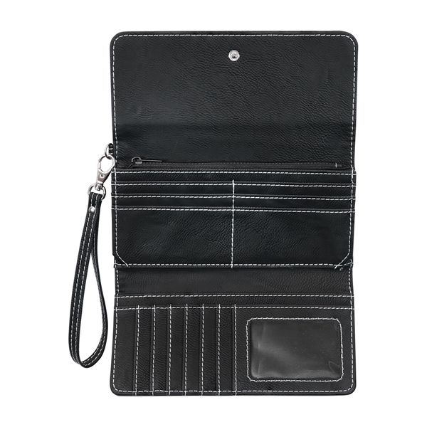 7.5" x 4" Leatherette Wallet with strap. Available in 8 colors.... from ASI 74601 Calico