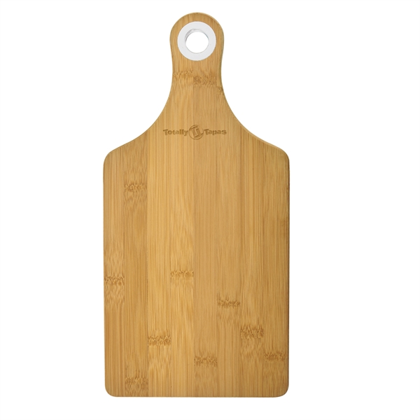 Bamboo charcuterie cheese board with a silicone accent ring on top... from ASI 52840 Evans Manufacturing
