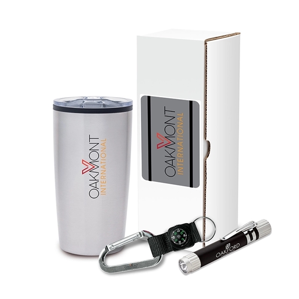 Victory safety gift set with 20 ounce stainless steel tumbler, aluminum... from ASI 67866 Logomark/Valumark