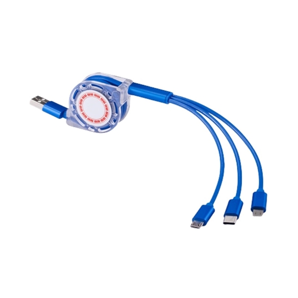 3-in-1 retractable charging cable plus free full color sticker on front... from ASI 37218 Athena Promo (tm)