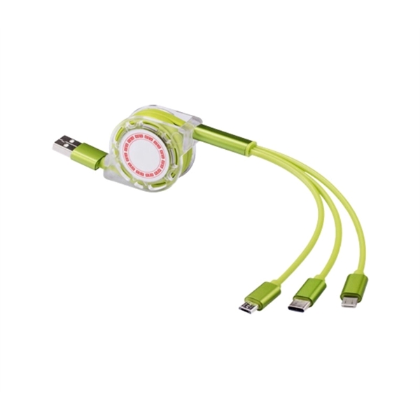 3-in-1 retractable charging cable plus free full color sticker on front... from ASI 37218 Athena Promo (tm)