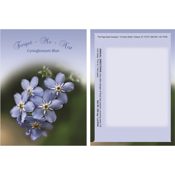 Theme Series blue Forget-Me-Not seeds in a packet constructed of recycled... from ASI 75760 The Page Seed Co / Page Seed