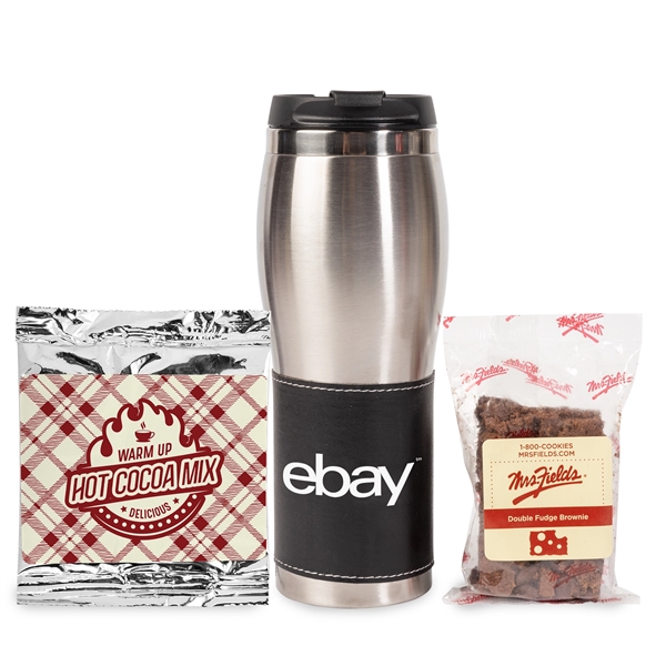 Drinkware set with brownie, tumbler and a hot cocoa packet.... from ASI 44900 NC Custom (CI/Lanco)