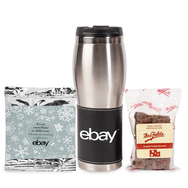 Drinkware set with brownie, tumbler and a hot cocoa packet.... from ASI 44900 NC Custom (CI/Lanco)