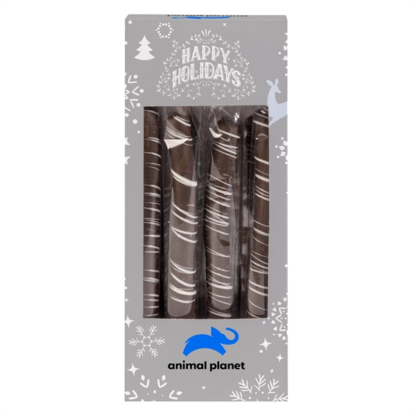 Pretzel rod box with dark chocolate pretzels.... from ASI 44900 NC Custom (CI/Lanco) / Chocolate Inn