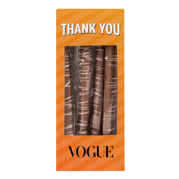 Pretzel rod box with milk chocolate pretzels.... from ASI 44900 NC Custom (CI/Lanco)