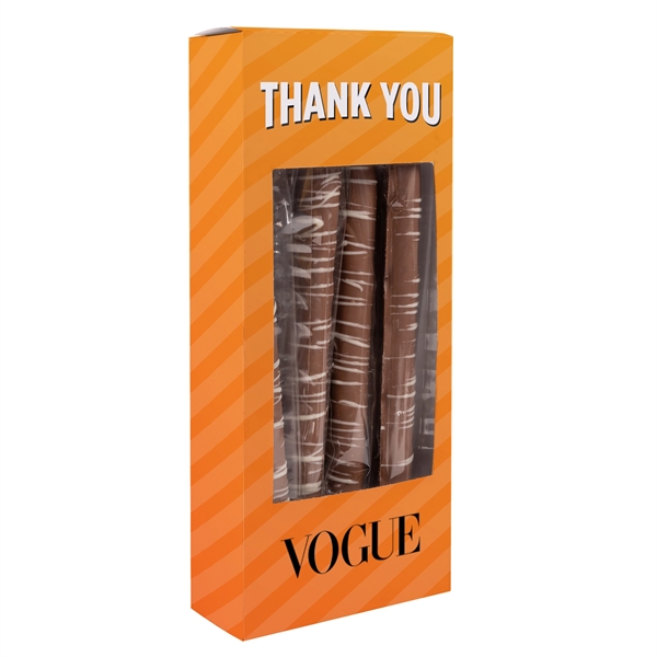 Pretzel rod box with milk chocolate pretzels.... from ASI 44900 NC Custom (CI/Lanco)