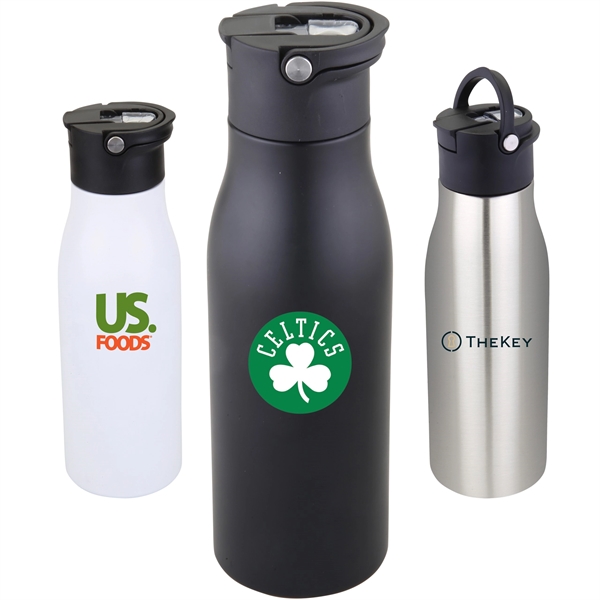 18 oz Double-Wall Stainless Bottle w/ Flip- Up Straw Lid and... from ASI 46755 Cosmo Promos