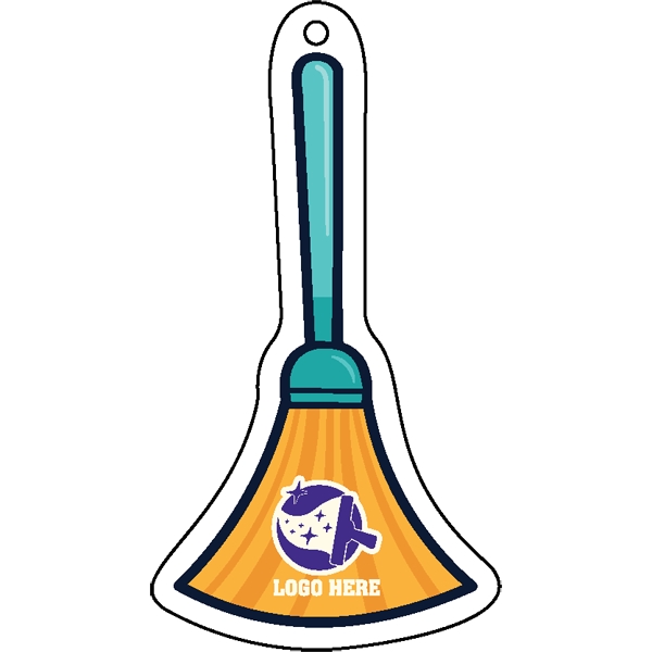 Broom shaped acrylic keychain with 1" split ring and customization.... from ASI 72521 Morris Magnets / Laser Cuts