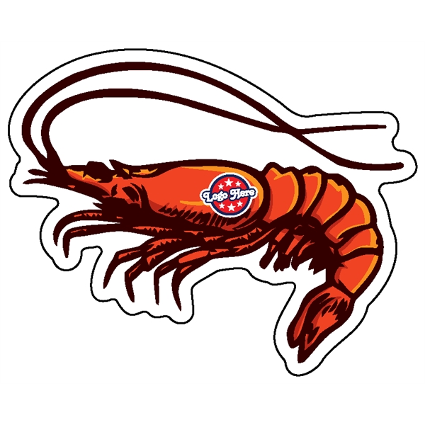 1/4" thick acrylic magnet with shrimp stock shape and full color... from ASI 72521 Morris Magnets / Laser Cuts