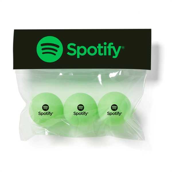 Three pack of packaged ping pong balls with full color header... from ASI 63549 Jornik Manufacturing Corp