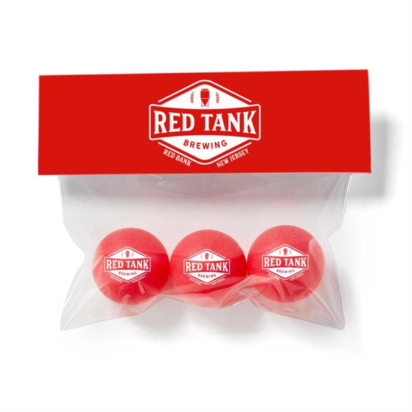 Three pack of packaged ping pong balls with full color header... from ASI 63549 Jornik Manufacturing Corp