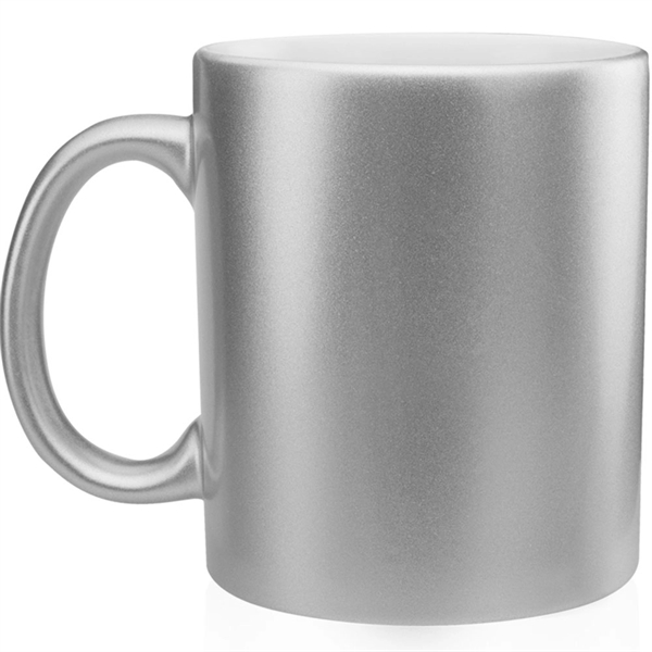 11 oz. ceramic composite mug with metallic colored exterior, white interior... from ASI 39552 BEL Promo