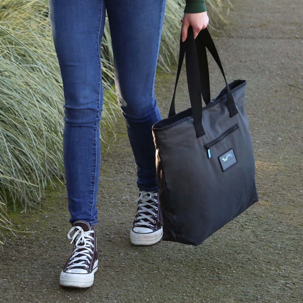 This recycled-post consumer plastic shoulder bag tote is eco-friendly, durable, water-resistant... from ASI 61966 HPG / OrigAudio HPG Gold