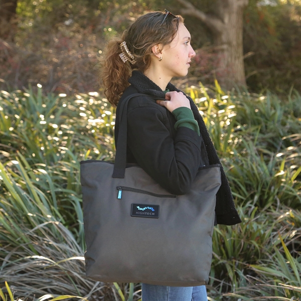 This recycled-post consumer plastic shoulder bag tote is eco-friendly, durable, water-resistant... from ASI 61966 HPG / OrigAudio HPG Gold