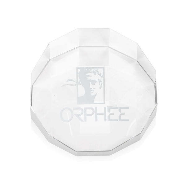 Optical crystal round wedge paperweight.... from ASI 84592 St Regis Group / St Regis