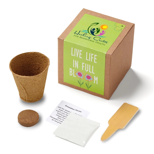 Live Life in Full Bloom Planter set with 3" biodegradable planter... from ASI 63549 Jornik Manufacturing Corp