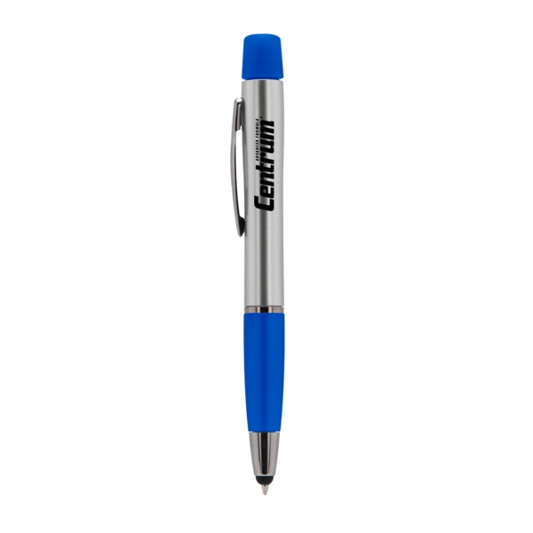 Highlighter pen with a stylus tip, silver sprayed barrel and a... from ASI 88060 Snugz/USA Inc