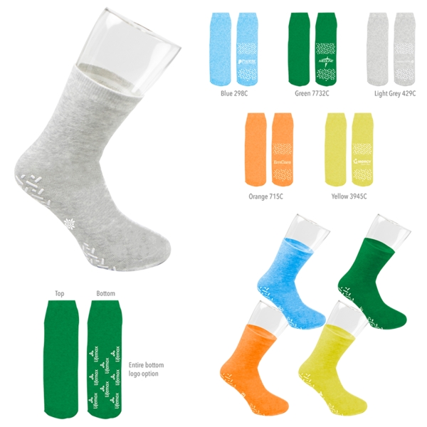 Non-slip grip socks made of polyester and spandex.... from ASI 88060 Snugz/USA Inc