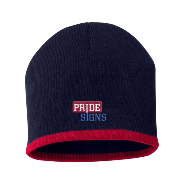 Bottom striped knit beanie made of acrylic.... from ASI 88060 Snugz/USA Inc