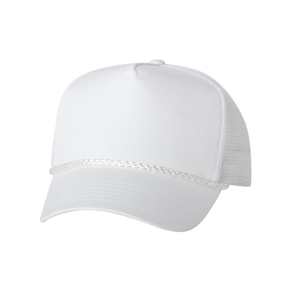 Trucker cap with a five-panel design, mesh sides and back, and... from ASI 88060 Snugz/USA Inc