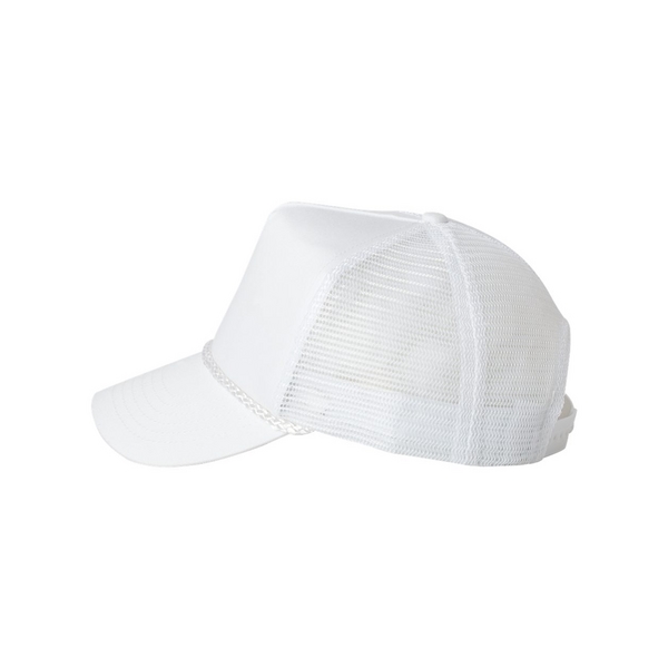Trucker cap with a five-panel design, mesh sides and back, and... from ASI 88060 Snugz/USA Inc