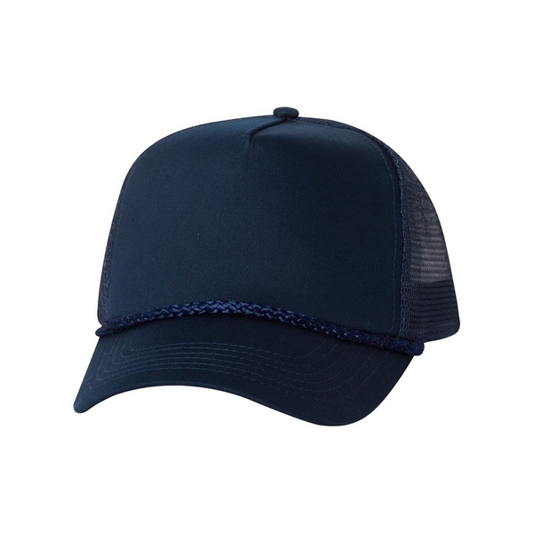 Trucker cap with a five-panel design, mesh sides and back, and... from ASI 88060 Snugz/USA Inc