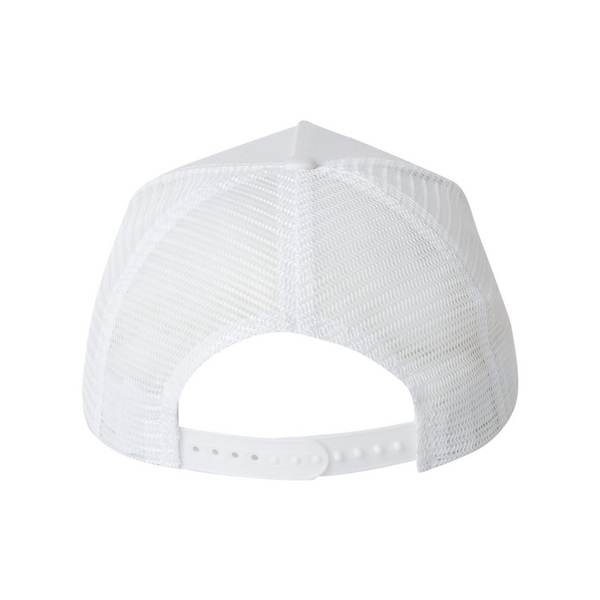 Trucker cap with a five-panel design, mesh sides and back, and... from ASI 88060 Snugz/USA Inc