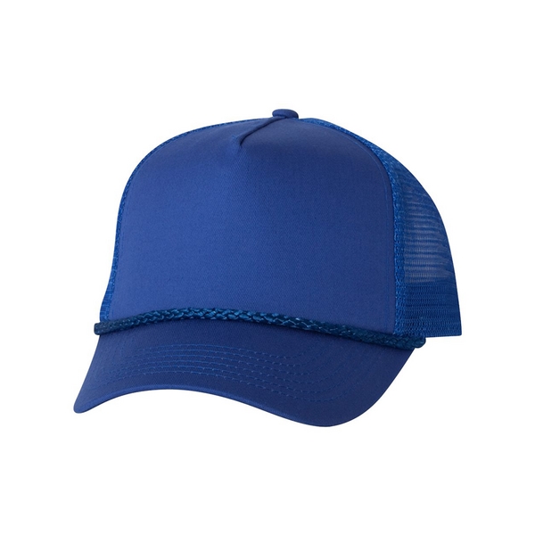 Trucker cap with a five-panel design, mesh sides and back, and... from ASI 88060 Snugz/USA Inc