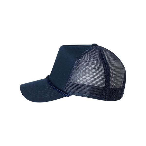 Trucker cap with a five-panel design, mesh sides and back, and... from ASI 88060 Snugz/USA Inc