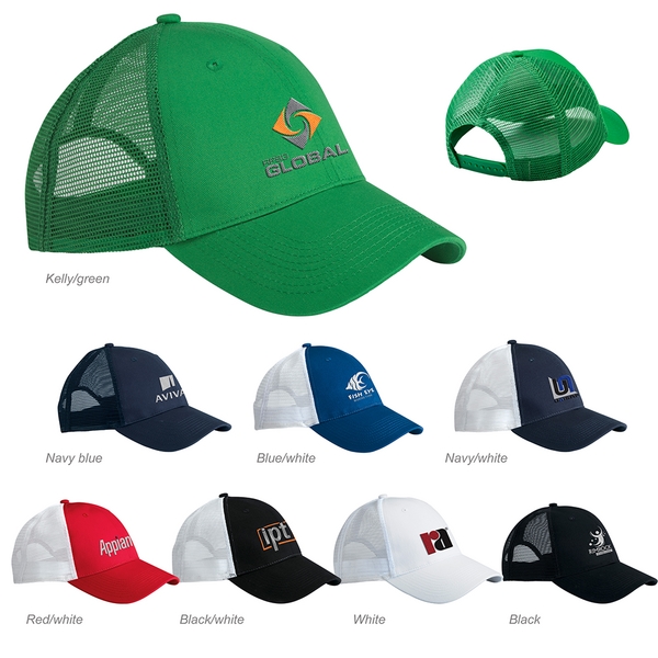 Trucker cap with mesh sides and back, a six-panel design, and... from ASI 88060 Snugz/USA Inc