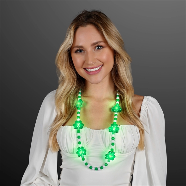 Pretty Light Up Shamrock Bead Necklace; Blank Pricing... from ASI 34194 ALightPromos