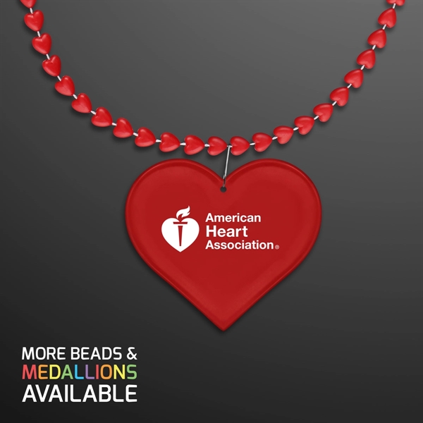 Red Heart Beads Value Necklace with Medallion; Imprinted Pricing... from ASI 34194 ALightPromos