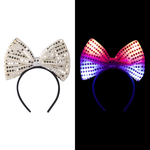 Silver sequin bow headband with LED lights. Blank.... from ASI 98360 WOWLine / WOWLine®