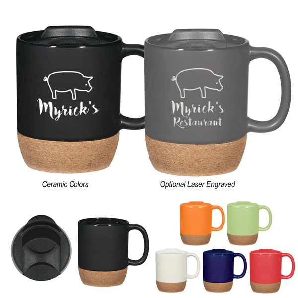 14 oz. mug with cork base that protects hands and surfaces... from ASI 61125 Hit Promotional Products / Hit®