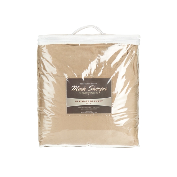 50" x 60" mink sherpa blanket with a double-sided design.... from ASI 88060 Snugz/USA Inc