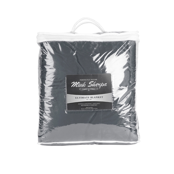 50" x 60" mink sherpa blanket with a double-sided design.... from ASI 88060 Snugz/USA Inc