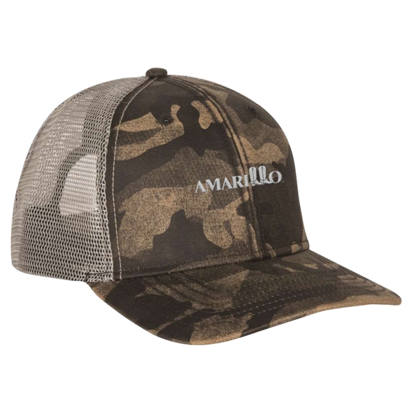 Camo trucker cap with a moisture-wicking sweatband and a plastic snapback... from ASI 88060 Snugz/USA Inc
