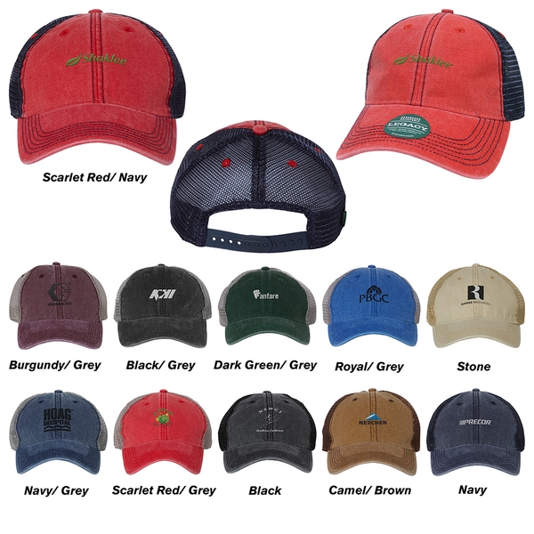 Trucker cap with an unstructured style, six-panel design, low profile, pre-curved... from ASI 88060 Snugz/USA Inc