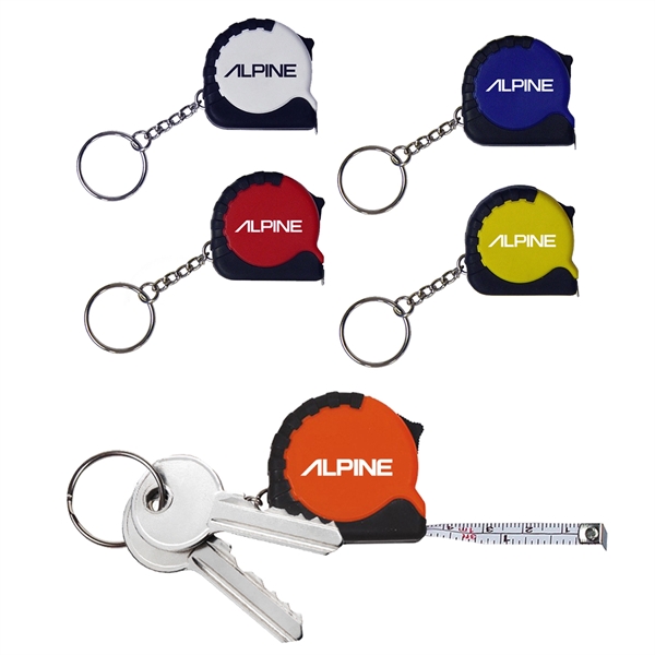 Pocket sized 39" miniature tape measure key chain with lock feature.... from ASI 52710 Lincoln Line