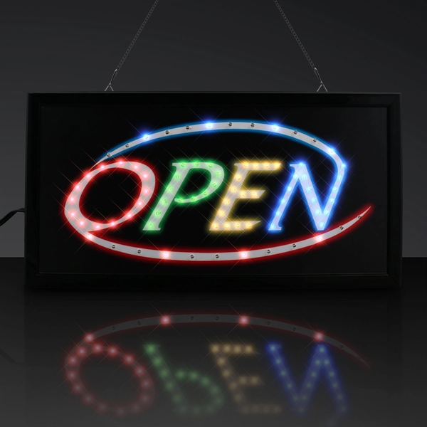 LED Light Up OPEN Sign, Plug-In Moving Lights; Blank Stock Pricing... from ASI 34194 ALightPromos