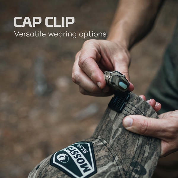 The MYCRO Headlamp In Camo! Rechargeable headlamp and cap light that... from ASI 46170 Compass Industries Inc