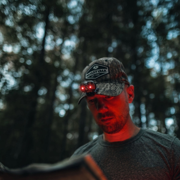The MYCRO Headlamp In Camo! Rechargeable headlamp and cap light that... from ASI 46170 Compass Industries Inc