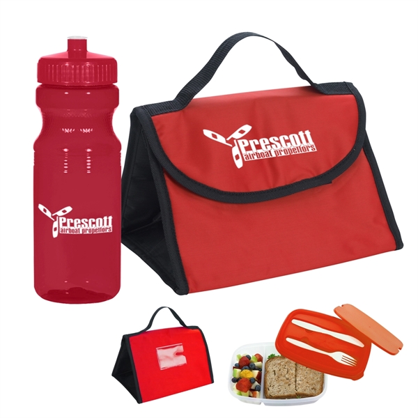 Lunch bag and container with matching lid, clear 18 oz bottle... from ASI 61125 Hit Promotional Products / Hit®