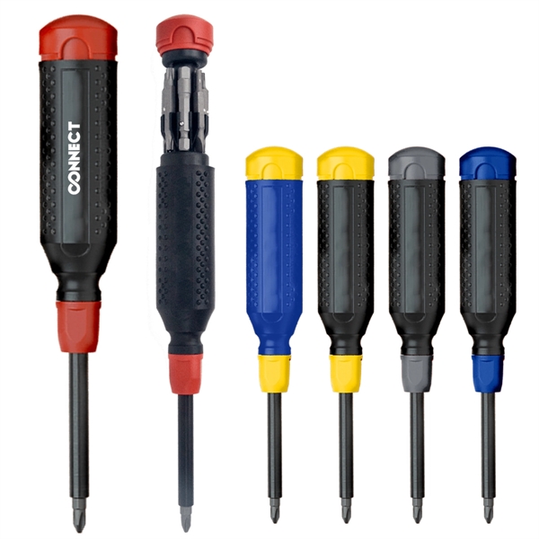 Steel, resin and ABS MegaPro 14-in-1 multi-bit screwdriver with bits in... from ASI 61125 Hit Promotional Products / Hit®