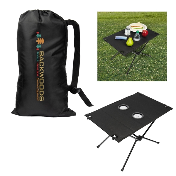 Collapsible camping table with two cupholders and carrying bag.... from ASI 61125 Hit Promotional Products / Hit®