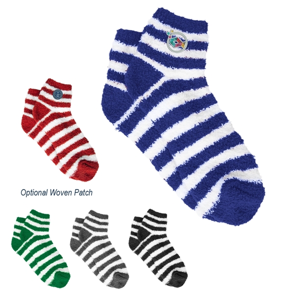 Pair of unisex 40 gram feather yarn fuzzy striped socks in... from ASI 61125 Hit Promotional Products / Hit®