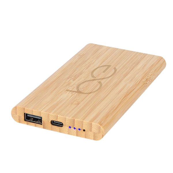 Bamboo wood 5000mAh powerbank with Type-C input and standard USB output... from ASI 61125 Hit Promotional Products / Hit®
